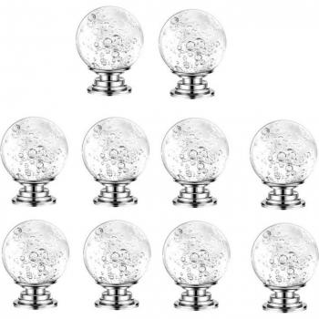 10Pcs 30mm Bubble Glass Cabinet Knobs for Kitchen Furniture