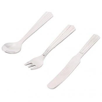Children's 3‑in‑1 Flat Metal Cutlery (Silver)