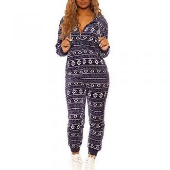 Kapuzengummis Fleece‑Jumpsuit Winterprint L