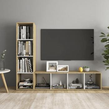 Prateleira TV VidaXL 2 peças, 142,5x35x36,5cm, cor branca, estilo Sonata