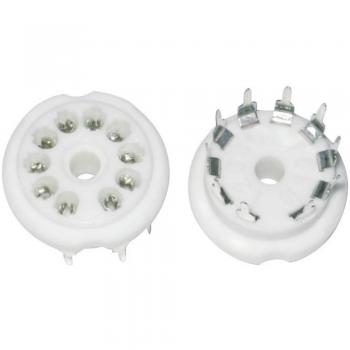 Ceramic Valve Base Socket 1pc, 10 Poles, Dekal Mounting, Circuit Board Method