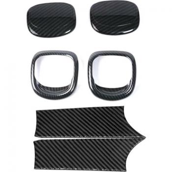 2 Piece Carbon Fiber Interior Accessory Set: Seat Release Handle Covers and Door Handle Trim Stickers