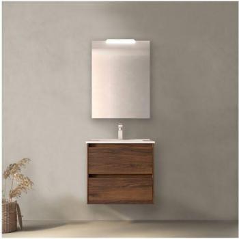 Meuble de Salle de Bain Suspendu 60 cm en Noyer Maya