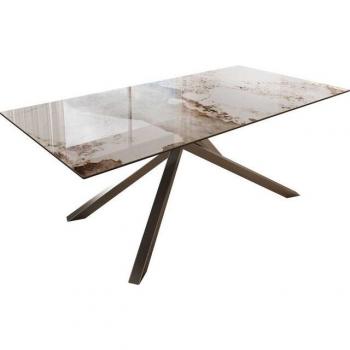 DELIFE Edge Esstisch – 200 × 100 cm, weiß-beigene Keramik