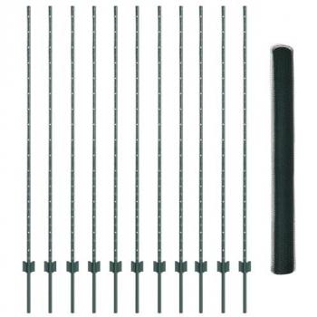 Green 1.6 m x 25 m Steel Fence by VidaXL – Post Set