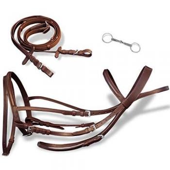 Brown Leather Pony Bridle with Reins and Bit