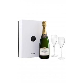 Taittinger Prestige : coffret champenois avec 2 flûtes élégantes