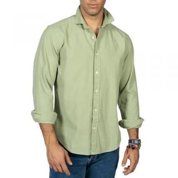 Camisa Verde Militar Corte Slim para Hombre