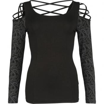 EMP Women's Black Long Sleeve Top with Cold Shoulders