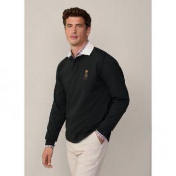 Polo Nera a Maniche Lunghe Heritage Harry Rugby di Hackett XL