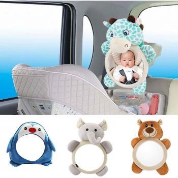 Espejo para coche con soporte de reposacabezas y dibujos de animales