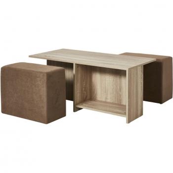 Table basse en bois avec tiroirs intégrés