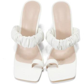 Women's Summer Pleated Mid Heel Sandals