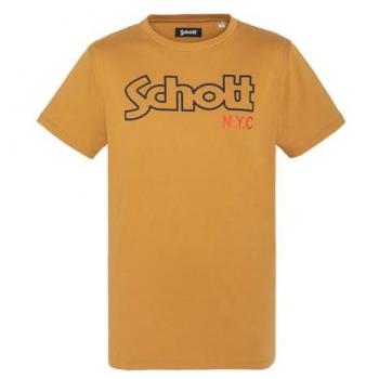 T-shirt Schott Vintage Ocre 100% Coton