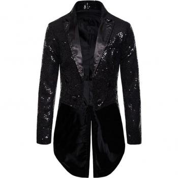 CYSINCOS Long Sequin Coat for Men