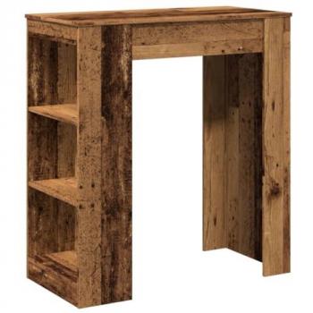 VidaXL Table de bar avec étagères vieux bois bois d'ingénierie, table de pub, table haute, table de tabouret de bar, table 854389