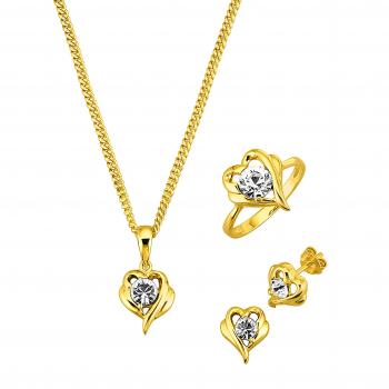 Gold‑Glitzern 4‑er Schmuckset mit Zirkonia