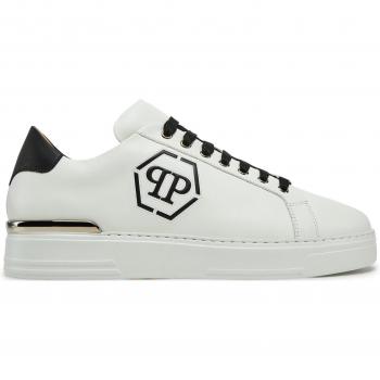 Philipp Plein Men’s White Black‑Accented Sneaker – EU 45 / US 12