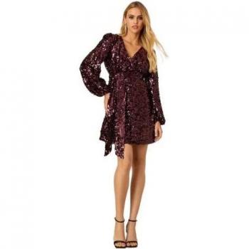Sequin Wrap Mini Dress in Dark Blue – UK Size 8 – Dorothy Perkins