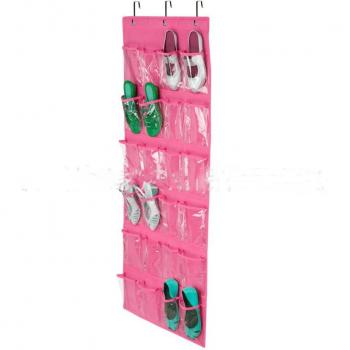 Shoe Storage Rack with 24 Pockets and Hooks