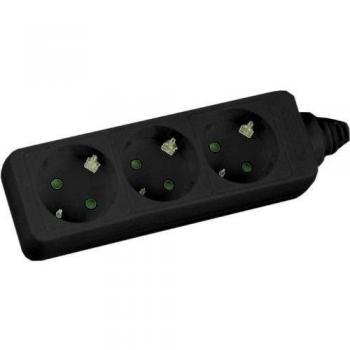 Regleta InLine Negro 5 m con 3 Tomas Tipo F y Protección Infantil