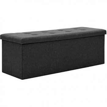 VidaXL Пейка за съхранение, изкуствен лен, 110x38x38 см, тъмносива