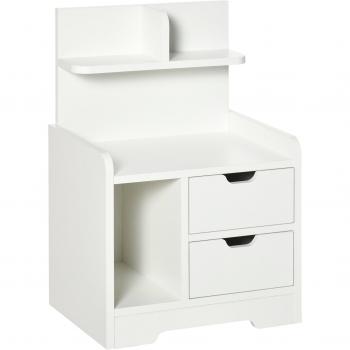 HOMCOM Classic Bedside Table with 2 Drawers and Shelves for Storage Organization