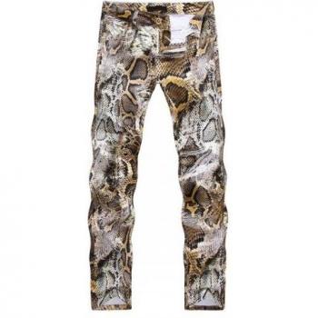 Pantalones vaqueros casuales de talla grande con estampado de piel de serpiente