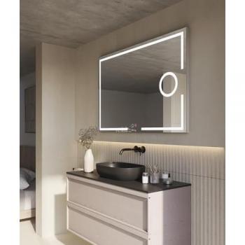 Miracle Make‑Up Mirror 80×80 cm – LED tricolor, amplification x5, double capteur anti-buée, bouton ON/OFF