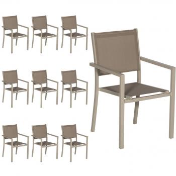 Sedie Alluminio Tortora 10 Set Happy Garden Textilene
