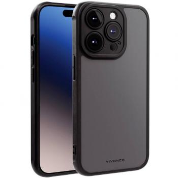 Vivanco Frosted iPhone 15 Pro Black Semi‑Translucent Shield