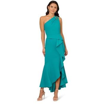Adrianna Papell Green Studio Robe en crêpe ornée de perles