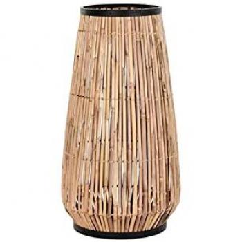 Vaso in Metallo Nero con Struttura Rattan DKD Home Decor