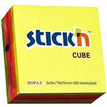 ValueX Sticky Notes Cube 76x76mm 400 Sheets Neon Colours