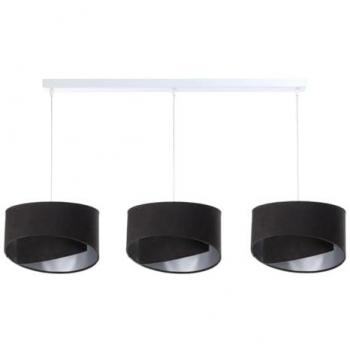 Pendellampe „Dreiflammen-Glanz“ – Stoff & Metall, E27, max. 94 cm