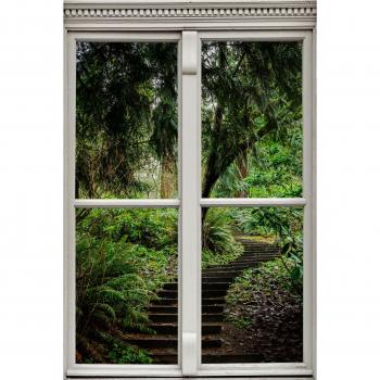 Queence 3D Fenster Wandsticker Wald