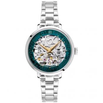 Montre Femme Automatique Cadran Vert Bracelet Acier Argenté