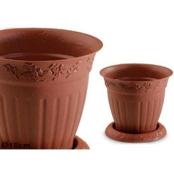 Maceta de Plástico Marfil con Plato 16 cm