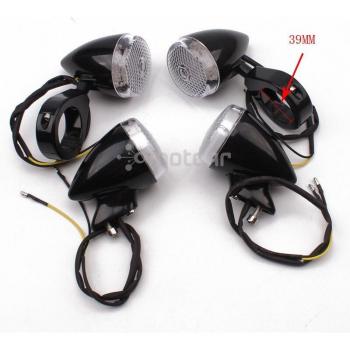 41mm Chrome Plated Amber LED Turn Signal Lights for Harley Motorcycles
