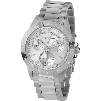 Analog-Quarz-Uhr Jacques Lemans Herren 40‑10A, Edelstahl