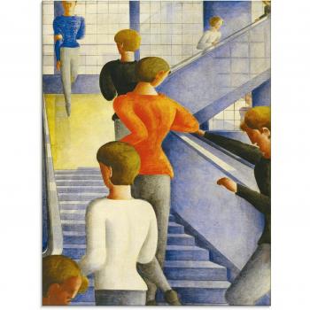 Artland Glas‑Illustration: Bauhaustreppe 1932 – blau, 60 x 80 cm, Familien‑Set