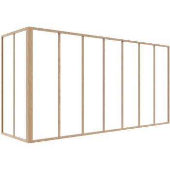 Vetrata angolare 2,10 m × 0,60 m × 1,05 m in alluminio termolaccato chiaro, modello Bayview