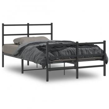 Vidaxl Black Metal Bed Frame with Footboard 120x200cm