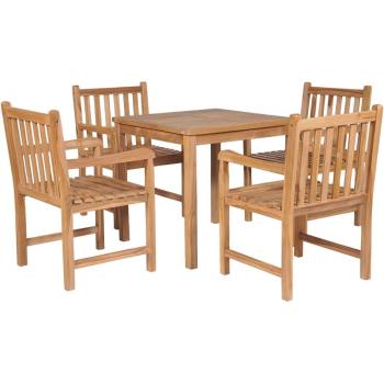 Table de jardin en teck avec chaises 5 pièces
