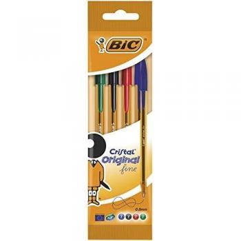 Bic cristal original fine pack de 4 boligrafos de bola