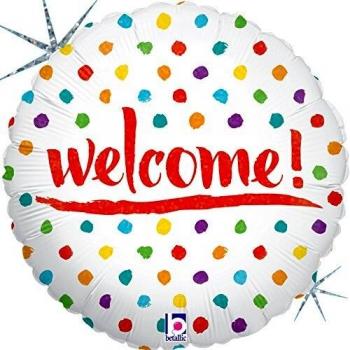 Betallic Party‑Ballon 45,7 cm – farbige Willkommen‑Punkte