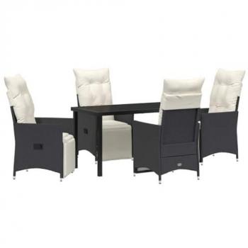 VidaXL Garten-Dining-Set 5-teilig mit Kissen aus Poly-Rattan