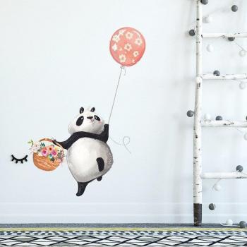 Kids Room Panda Flower Basket Wall Stickers