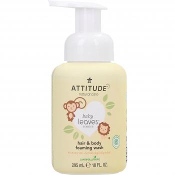 ATTITUDE Nettoyant Mousse 2en1 Cheveux & Corps baby leaves, Poire (295 ml)