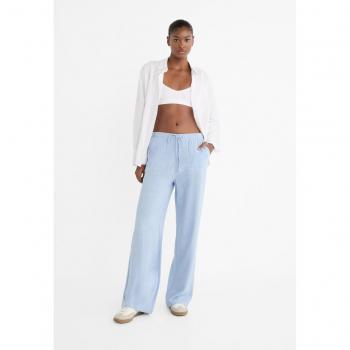 Himmelblaue Leinenhose von Stradivarius